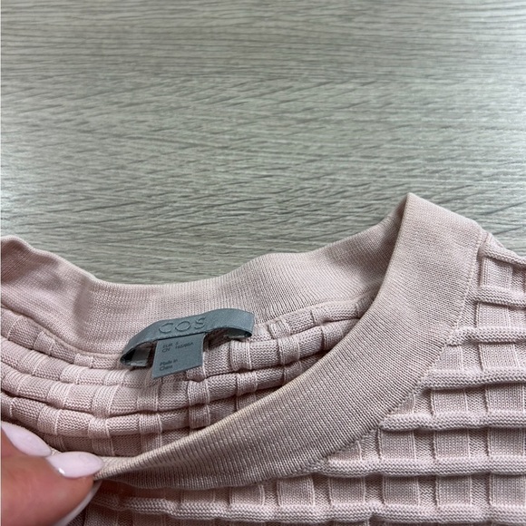 COS Waffle-Stitch Cotton Pink Sweater - Picture 5 of 8